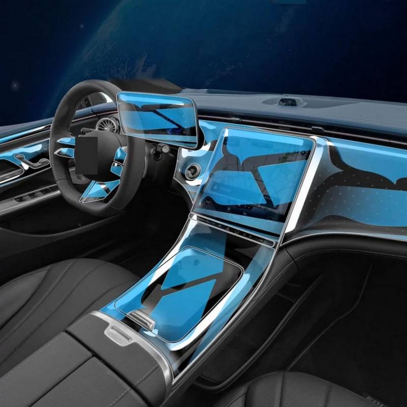 SPISLXTP Autofolie Innenzubehör TPU Transparent Folie, für 2022 Mercedes Benz EQE Lenkrad Panel Navigation Zentrale Steuerung von SPISLXTP