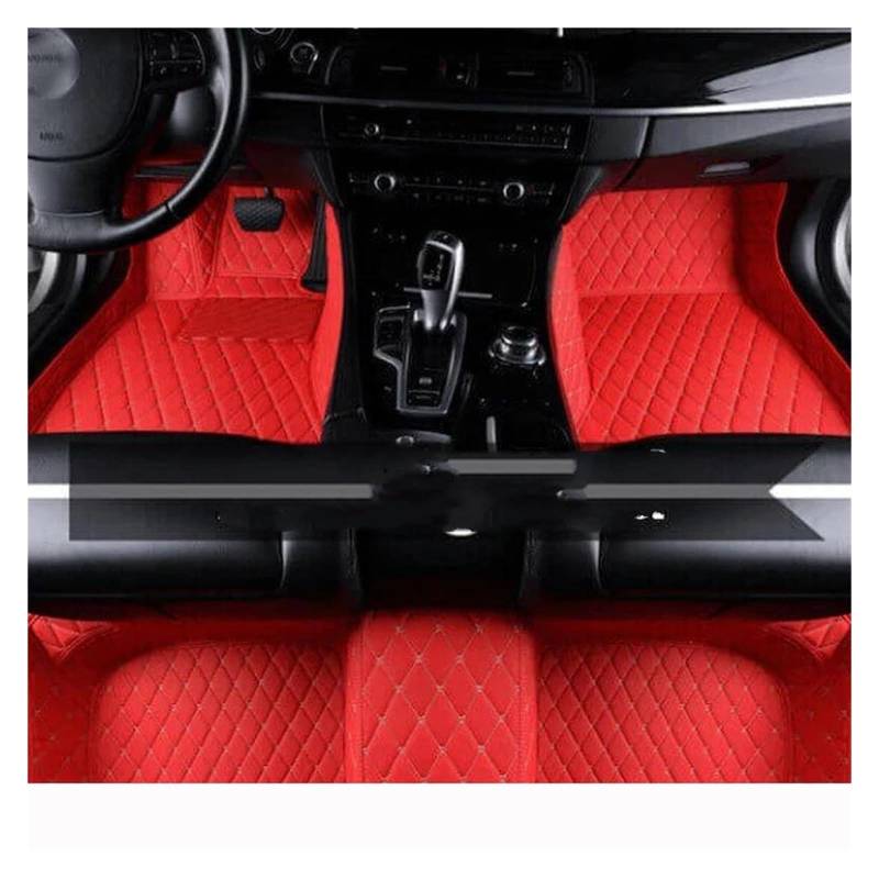 Autoteppich Benutzerdefinierte 3D-Auto-Fußmatten Für VW Für Phaeton 2007-2011 2012 2013 2014 2015 2016 4-Sitzer-Innenausstattung Kunstleder Autofußmatten(Rot) von SPLACK