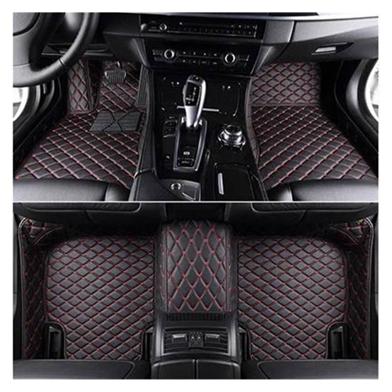 Autoteppich Benutzerdefinierte 3D-Volldeckung Auto-Fußmatten Für Q7 Für E-tron 2017-2023 Innenausstattung Teppich Autofußmatten(Schwarz Rot) von SPLACK