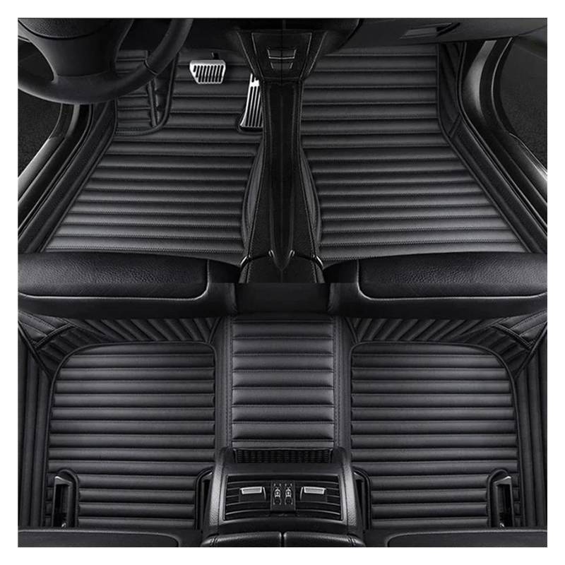 Autoteppich Benutzerdefinierte Streifen Leder 5D Auto Fußmatten Für 7 Serie Für G70 2023 2024 Innen Zubehör Autofußmatten(All Black 5 Seats) von SPLACK