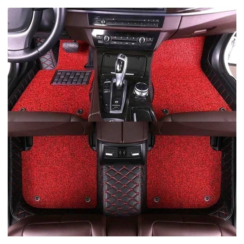 Autoteppich Custom Car Fußmatten Für Q8 2019-2024 Auto Teppiche Fuß Coche Zubehör Autofußmatten(Schwarz und Rot) von SPLACK