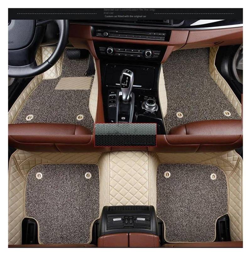 Autoteppich Maßgeschneiderter Doppellagiger Auto-Bodenmatten-Teppich Passend Für Hyundai Für GV80 2020 2021 2022 2023 Bodenmatten-Set Innenausstattung Autofußmatten(Beige) von SPLACK