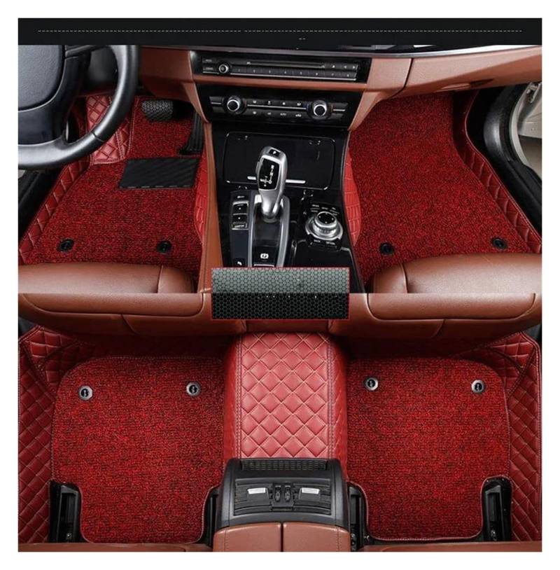 Autoteppich Maßgeschneiderter Doppellagiger Auto-Fußmattenteppich Passend Für Hyundai Für Coupe 2004 2005 2006 Fußmatten-Set Innenausstattung Autofußmatten(Rot) von SPLACK