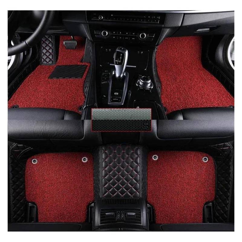 Autoteppich Maßgeschneiderter Doppellagiger Auto-Fußmattenteppich Passend Für Hyundai Für Coupe 2004 2005 2006 Fußmatten-Set Innenausstattung Autofußmatten(Schwarz Rot) von SPLACK
