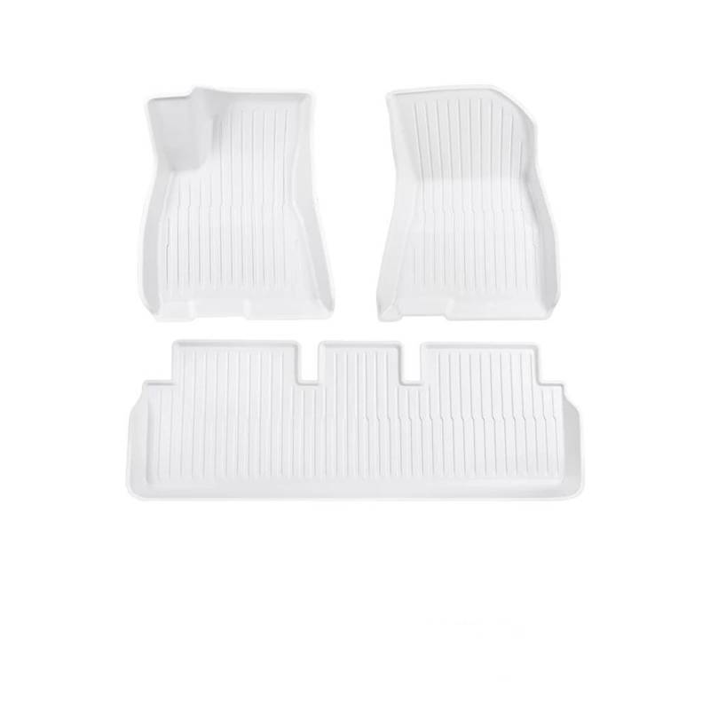 Autoteppich Weißes Fußpolster Für Tesla Für Modell 3 2021-2023 Individueller Bodenbelag Vollständig Umgebene Fußmatten Rutschfester Teppich Autofußmatten(3 Pieces of Floor mats) von SPLACK
