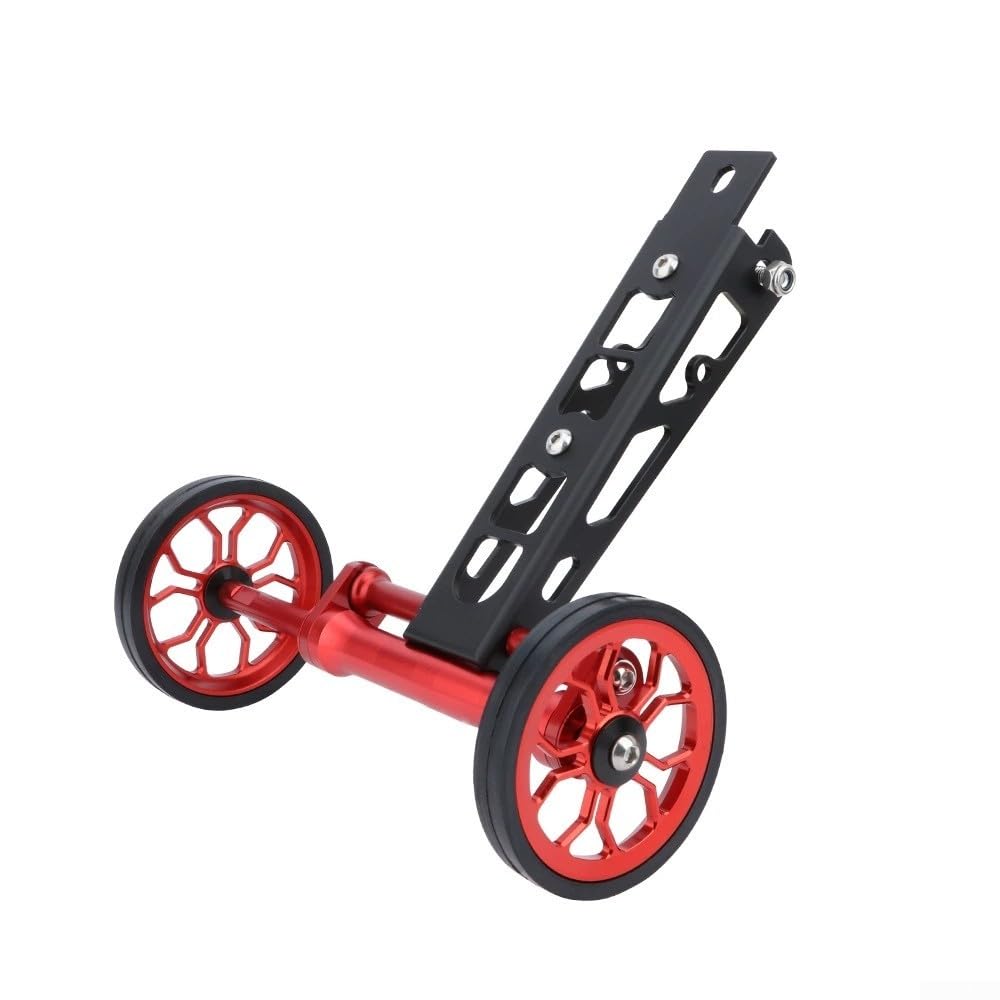 Fahrrad-Heckträger mit Rädern, Klapprad-Hinterrad-Räder, Aluminiumlegierung, einfaches Rad für Rhine für Birdy 1/2/3 Serie Klapprad (80 mm rot) von SPORTARC