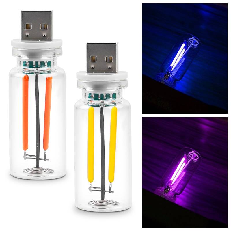 SPORWAY 2 Stück Retro-Inspired Interior Mood Lamps, USB Touch Night Light, Retro-inspirierte Innenraum-Stimmungslampen, USB Auto Led Innenbeleuchtung, Plug-in USB Automotive Interface Nachtlampen von SPORWAY