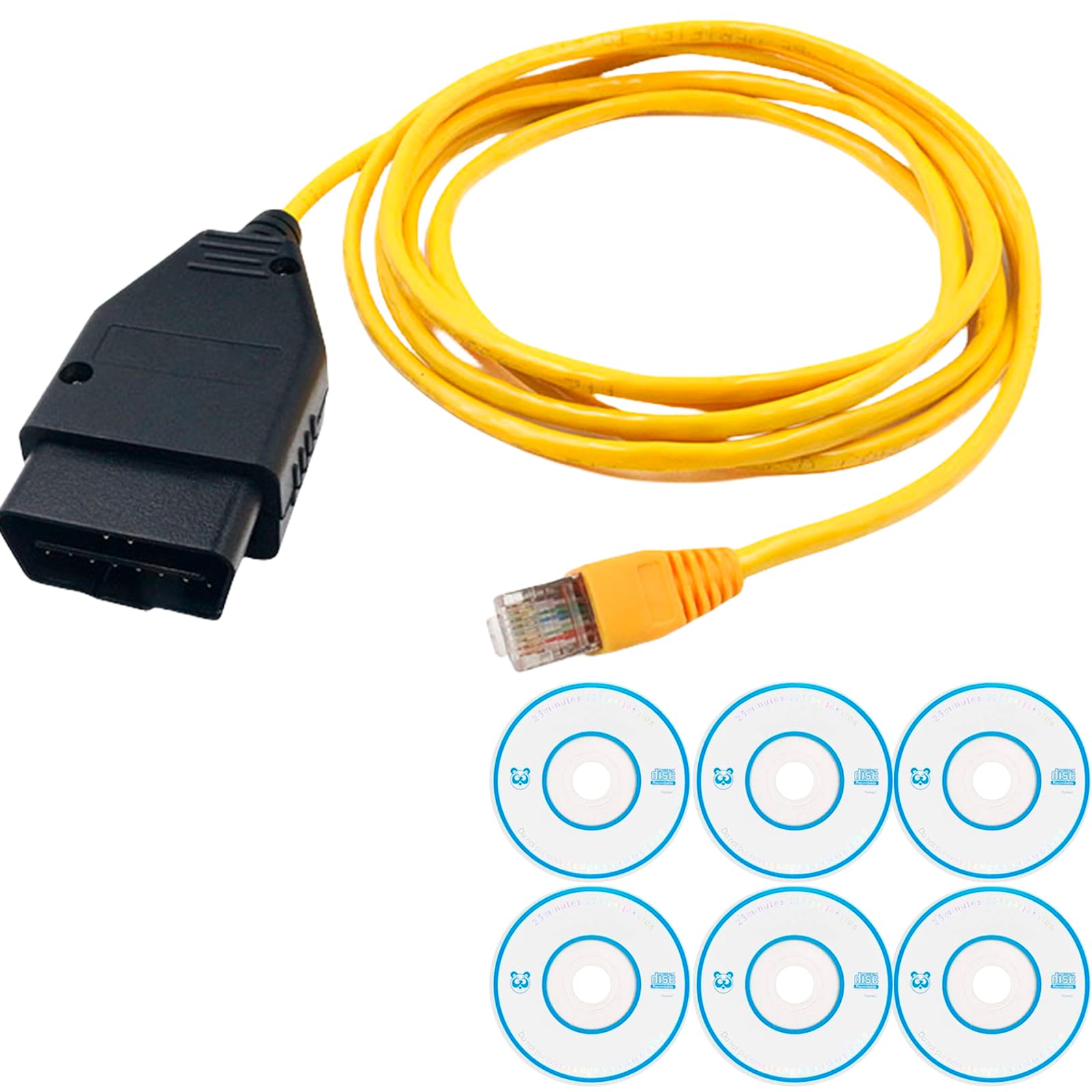 SPORWAY ENET OBD2 Kabel: Ethernet Cable Adapter mit CD für BMW, V50.2 V50.3 Verlängerungskabel Kabel RJ45 Adapter für BMW F-Serie, den neuen 1er, 3er, 5er, 7er GT X3 von SPORWAY