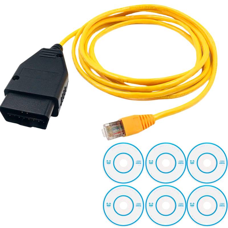 SPORWAY ENET OBD2 Kabel: Ethernet Cable Adapter mit CD für BMW, V50.2 V50.3 Verlängerungskabel Kabel RJ45 Adapter für BMW F-Serie, den neuen 1er, 3er, 5er, 7er GT X3 von SPORWAY