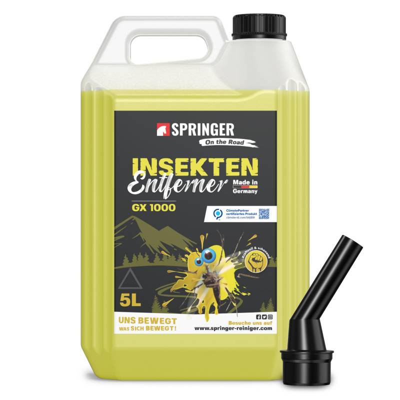 SPRINGER GX1000 - - Insektenentferner 5L - - Made in Germany - - Schonende Rezeptur - - Tiefenwirksame Formel - - Insekten-Reiniger für hartnäckige & angetrocknete Insektenreste von SPRINGER