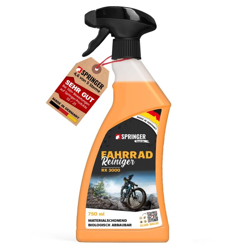 SPRINGER RX3000 - - Fahrradreiniger 750ml - - Made in Germany - - Säurefreies Fahrrad-Reinigungsmittel - - Komplett-Spray mit gut haftender Gel Formel - - Fahrradpflege für alle Räder von SPRINGER