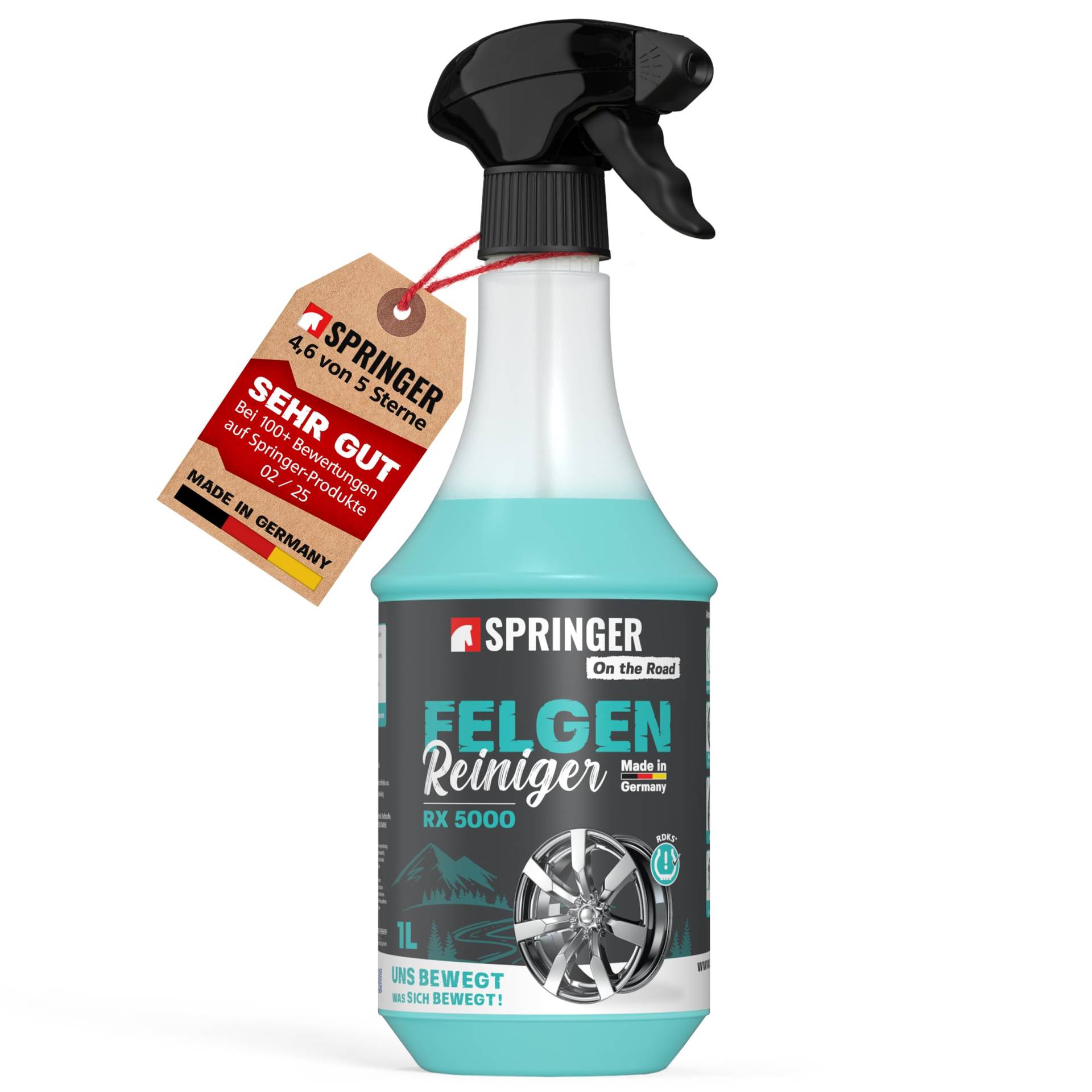SPRINGER RX5000 - - Felgenreiniger 1L - - Made in Germany - - Reiniger für alle Felgen z.B. Alufelgen - - Mit Wirkindikator - - Felgenspray säurefrei & materialschonend - - Gut haftende Gel Formel SPRINGER RX5000 - - Felgenreiniger 1L - - Made in Germany - - Reiniger für alle Felgen z.B. Alufelgen - - Mit Wirkindikator - - Felgenspray säurefrei & materialschonend - - Gut haftende Gel Formel von SPRINGER
