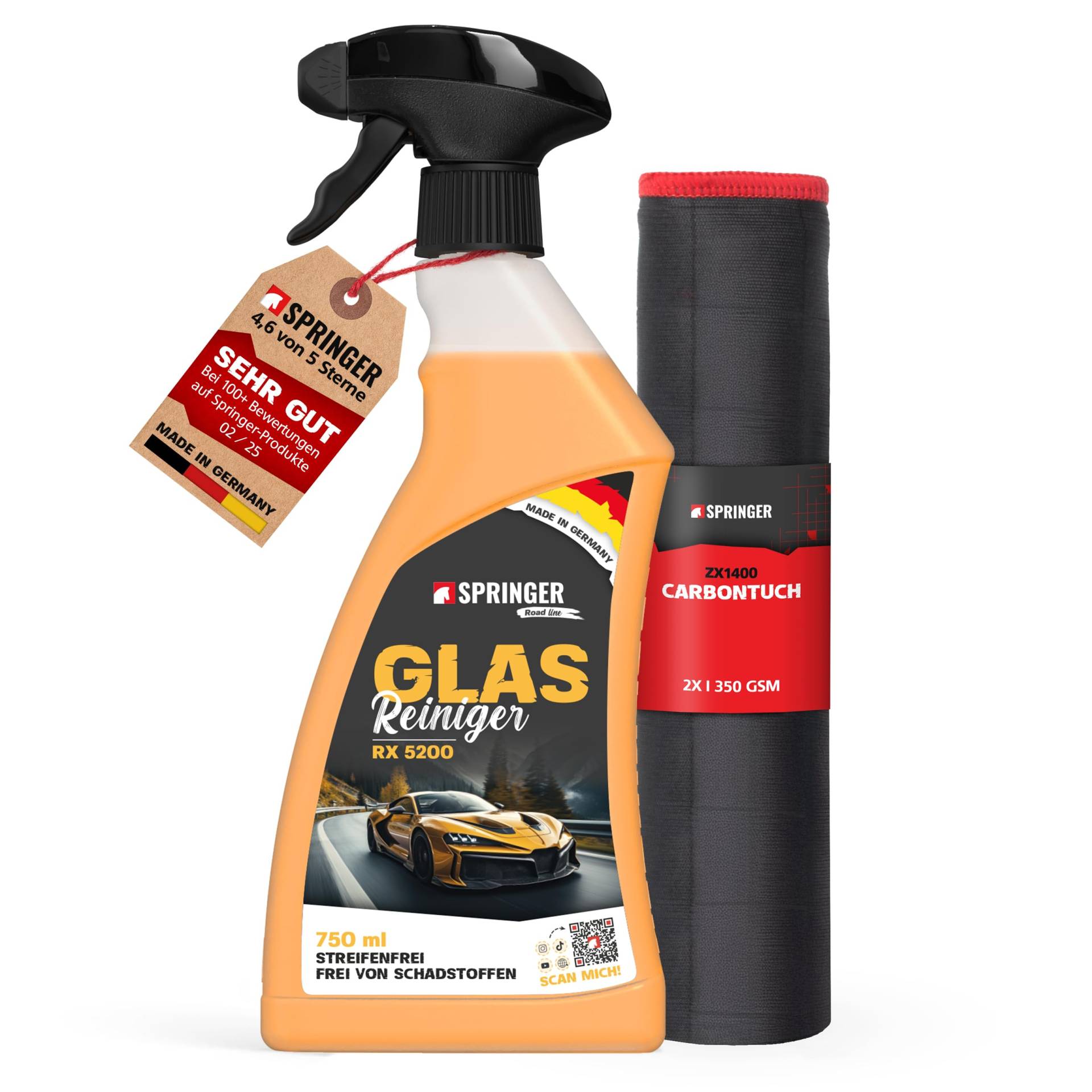 SPRINGER RX5200 - - Auto Glasreiniger 750 ml + Tuch - - Made in Germany - - Profi KFZ Scheibenreiniger hochdosiert - - 100% streifenfreier Fensterreiniger - - Wirksamer Reiniger für Auto-Scheiben SPRINGER RX5200 - - Auto Glasreiniger 750 ml + Tuch - - Made in Germany - - Profi KFZ Scheibenreiniger hochdosiert - - 100% streifenfreier Fensterreiniger - - Wirksamer Reiniger für Auto-Scheiben von SPRINGER