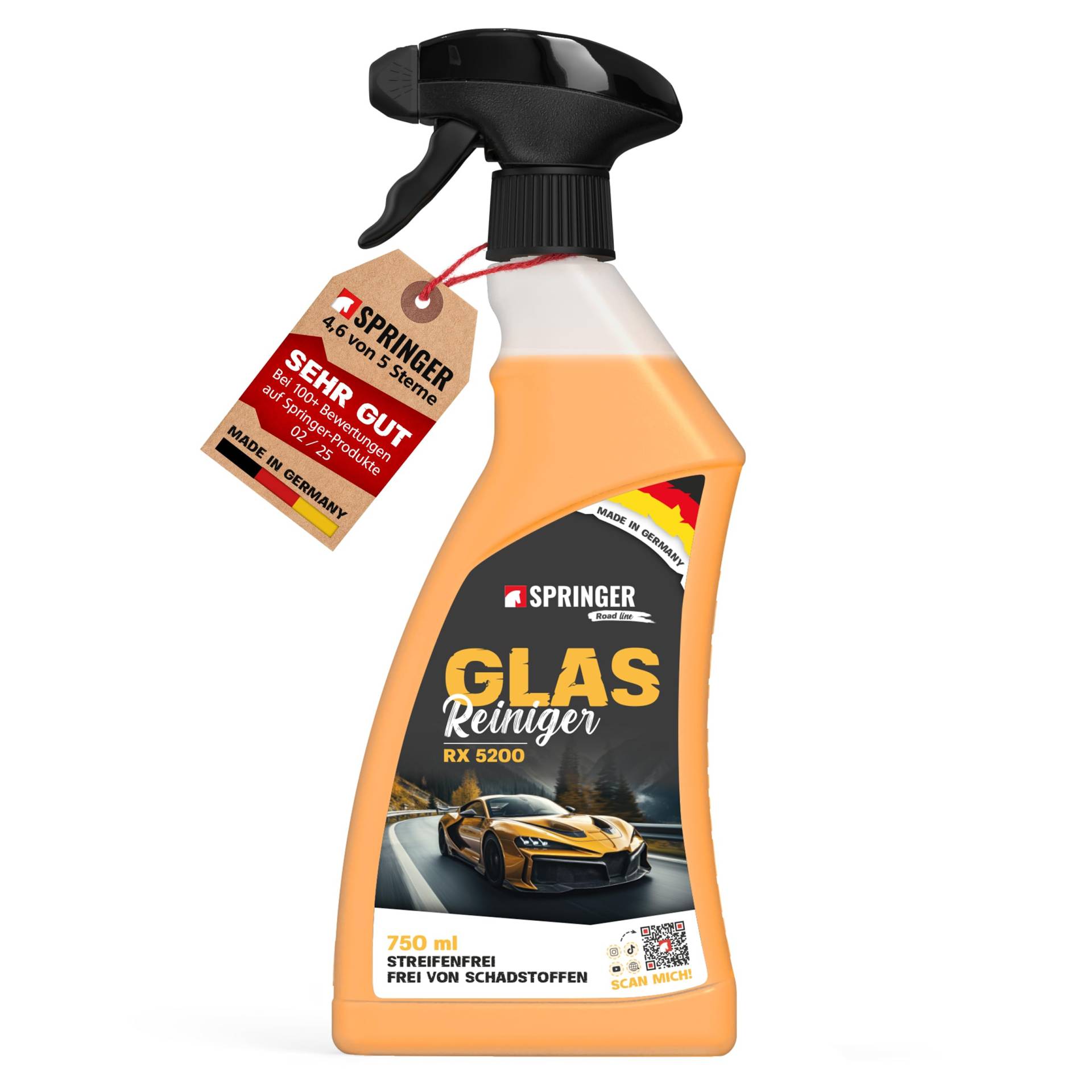 SPRINGER RX5200 - - Auto Glasreiniger 750 ml - - Made in Germany - - Profi KFZ Scheibenreiniger hochdosiert - - 100% streifenfreier Fensterreiniger - - Wirksamer Reiniger für Auto-Scheiben SPRINGER RX5200 - - Auto Glasreiniger 750 ml - - Made in Germany - - Profi KFZ Scheibenreiniger hochdosiert - - 100% streifenfreier Fensterreiniger - - Wirksamer Reiniger für Auto-Scheiben von SPRINGER