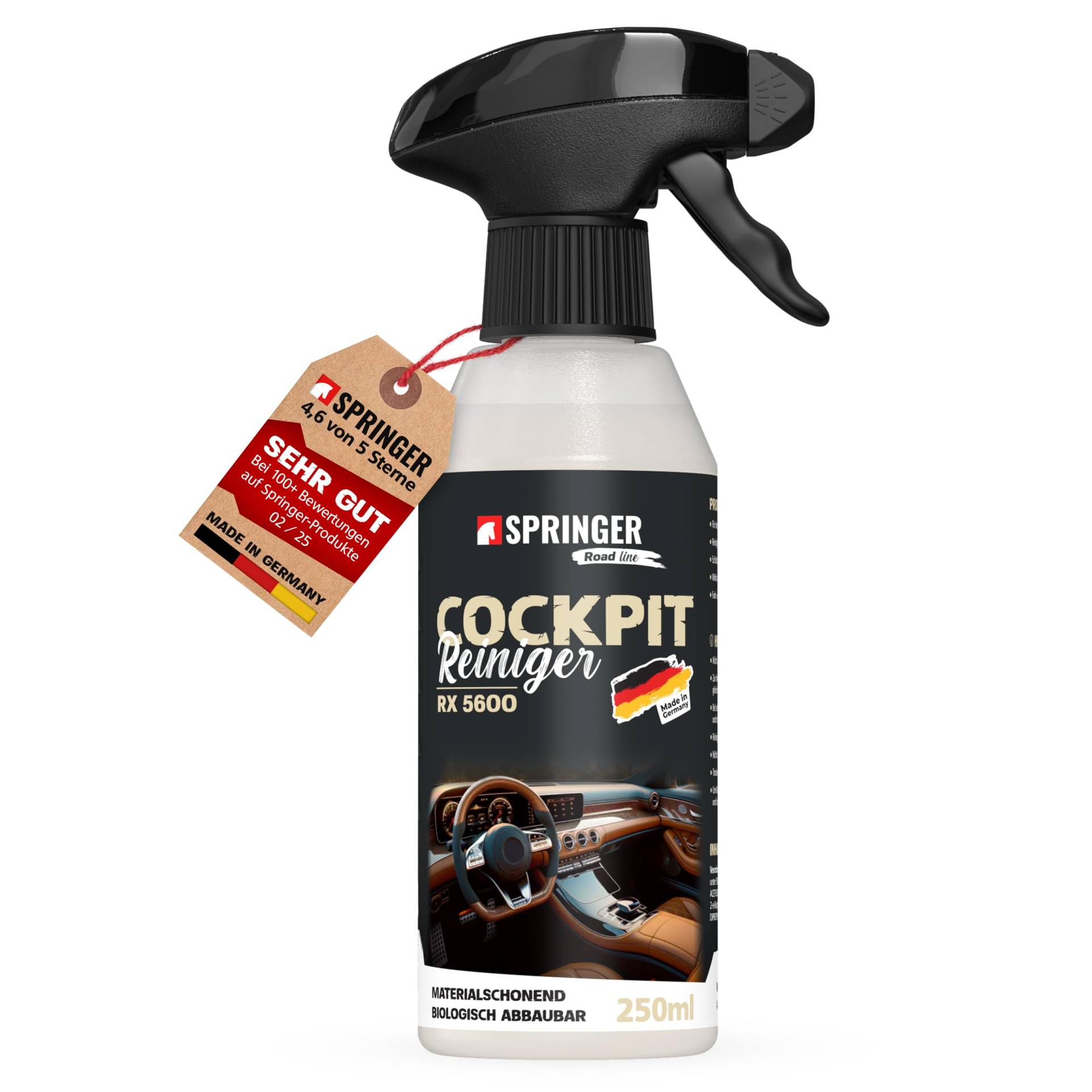 SPRINGER RX5600 - - Cockpit-Reiniger 250 ml - - Made in Germany - - Versiegelt & schützt - - Innenraumreiniger antistatisch & staubabweisend - - Auto Kunststoff-Reiniger schadstofffrei SPRINGER RX5600 - - Cockpit-Reiniger 250 ml - - Made in Germany - - Versiegelt & schützt - - Innenraumreiniger antistatisch & staubabweisend - - Auto Kunststoff-Reiniger schadstofffrei von SPRINGER
