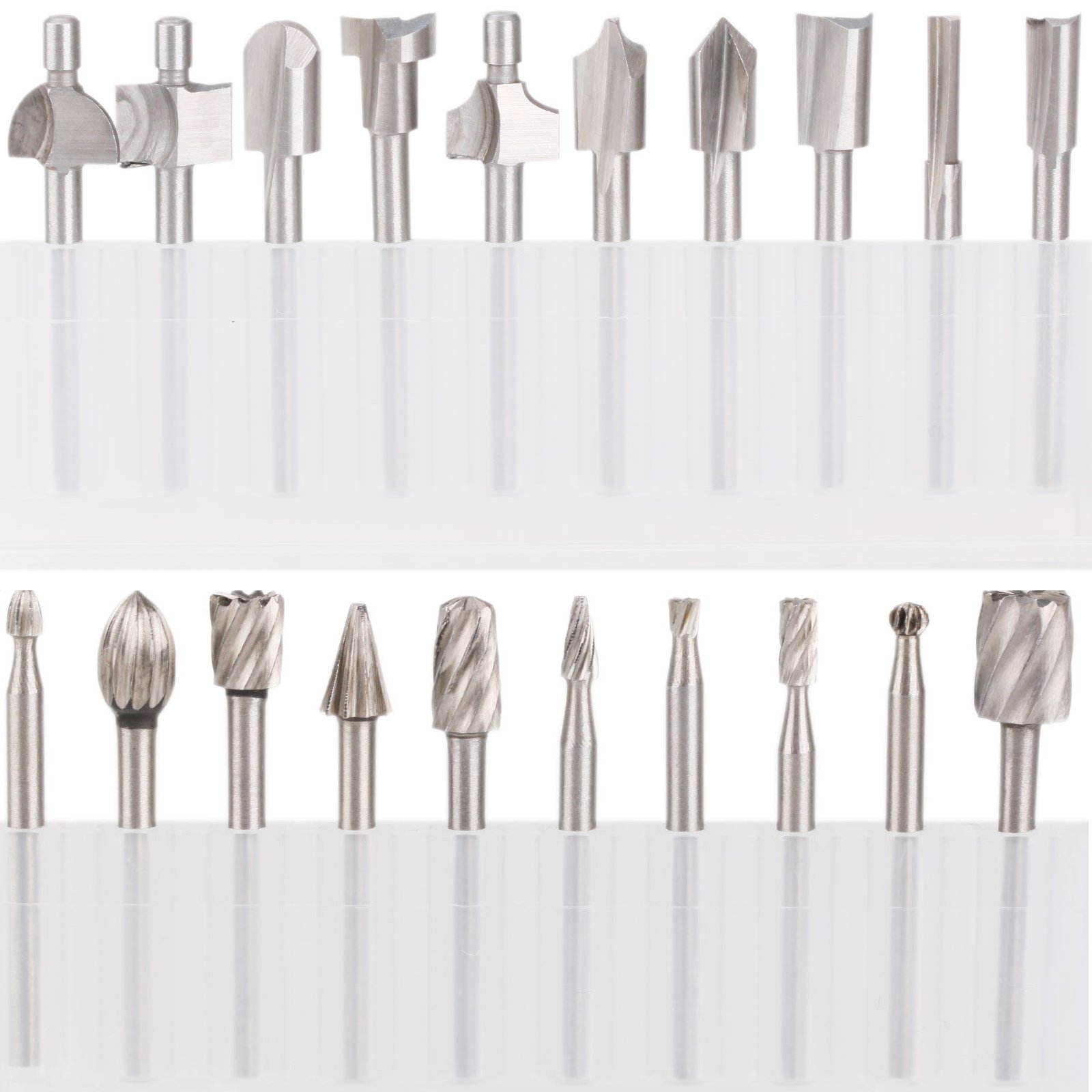 HSS Fräser Set, SPTA 20tlg Mehrzweck Fräser Set Stich Spitzen HSS Frässtifte Fur Dremel Multifunktionswerkzeug verschiedenste Fräsarbeiten wie z.B. in Ecken, Kanten, Geraden u.v.m 3mm Schaft HSS Fräser Set, SPTA 20tlg Mehrzweck Fräser Set Stich Spitzen HSS Frässtifte Fur Dremel Multifunktionswerkzeug verschiedenste Fräsarbeiten wie z.B. in Ecken, Kanten, Geraden u.v.m 3mm Schaft von SPTA
