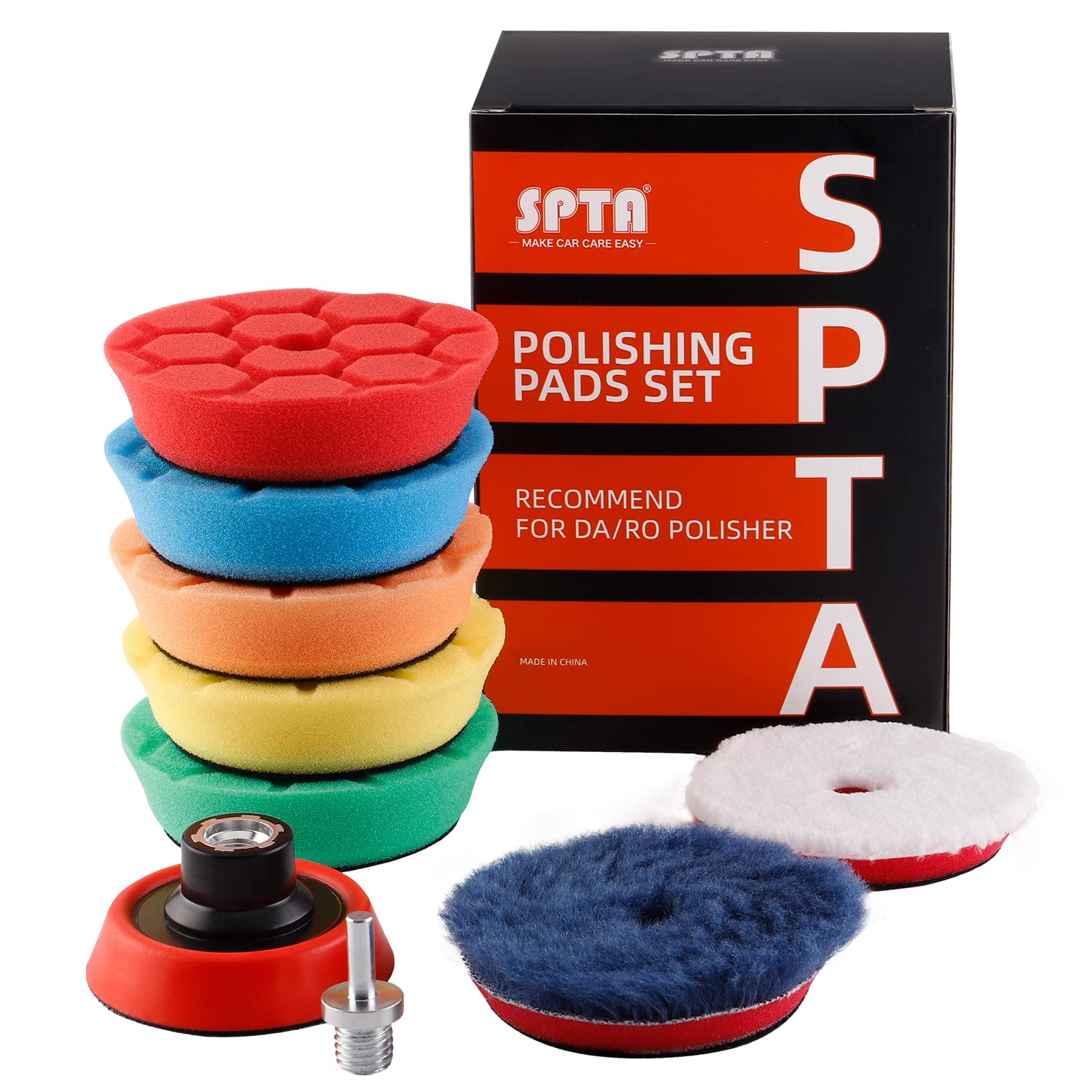 SPTA Mini Polierschwamm, 9tlg 80mm Hex-Logic Polierschwämme mit Polierfell und Polierteller Polierpad M14 Adapter Bohren für exzentrische Poliermaschine schleifmaschine -FLPS3MIX SPTA Mini Polierschwamm, 9tlg 80mm Hex-Logic Polierschwämme mit Polierfell und Polierteller Polierpad M14 Adapter Bohren für exzentrische Poliermaschine schleifmaschine -FLPS3MIX von SPTA