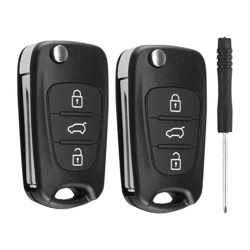 SPTwj 2 Stück Autoschlüssel Gehäuse Schlüssel 3 Tasten Fernbedienung Auto Schlüsselgehäuse Zubehör Kompatibel mit Hyundai i10 i20 i30 ix20 ix35 und Kia Ceed Soul Sportage Venga von SPTwj
