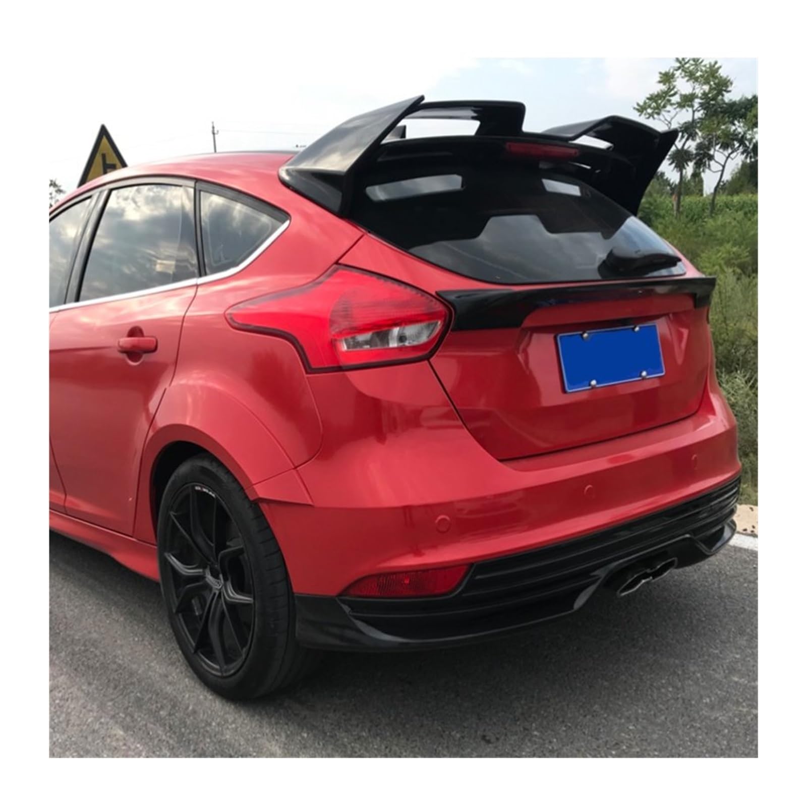 Auto Heckspoilerflügel 3-teiliger Spoiler Für Ford Für Focus RS ST 2012 2013 2014 2015 2016 2017 2018 Heckfenster-Dachflügel Glänzendem Schwarzem Carbon-Look Spoiler(Glossy Black) von SPUFKGE