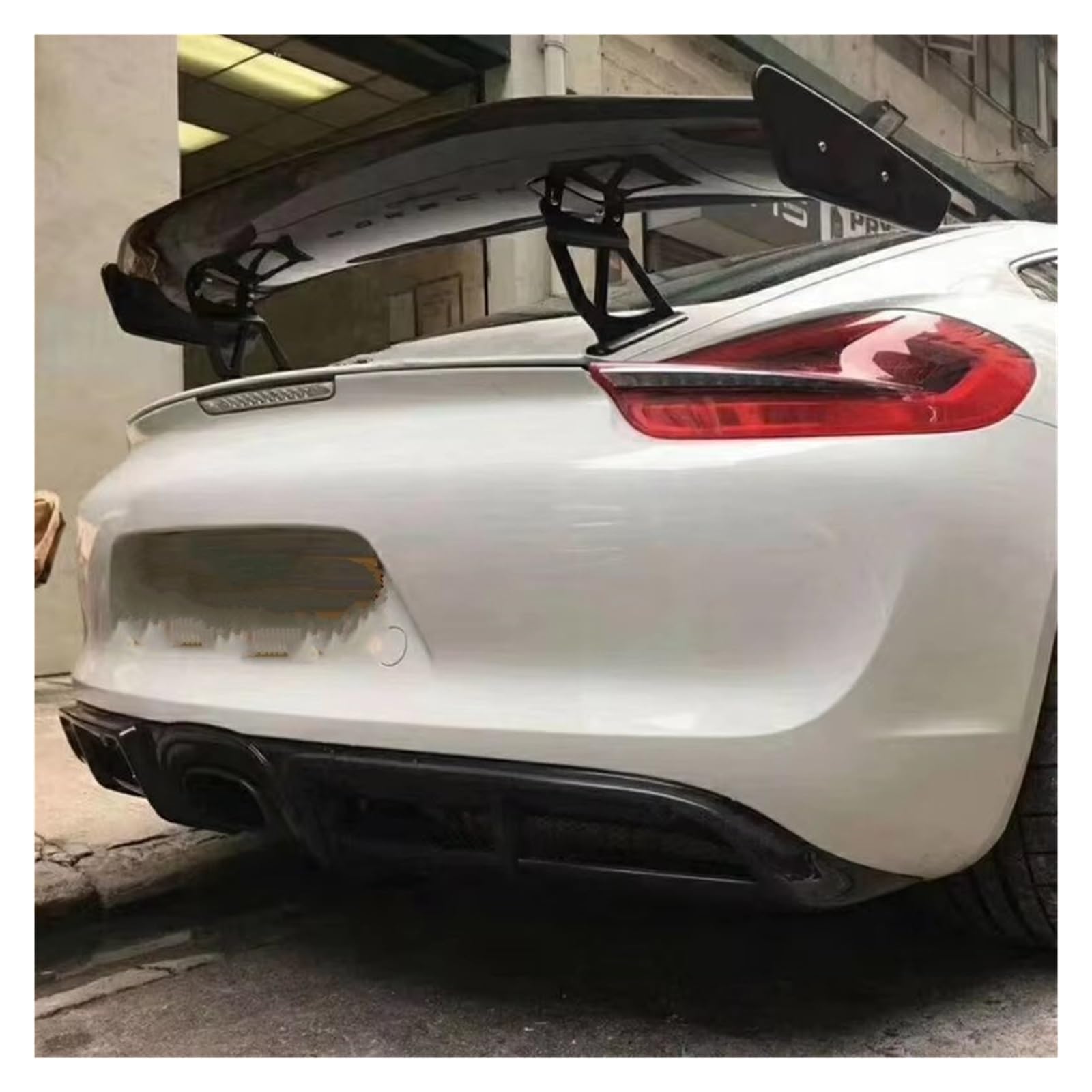 Auto Heckspoilerflügel Carbon Fiber Car Racing Heckspoiler Flügel Lippe Für Cayman Für Boxster 981 GT4 Schwarz Carbon Fiber Styling Spoiler(Forged Carbon) von SPUFKGE
