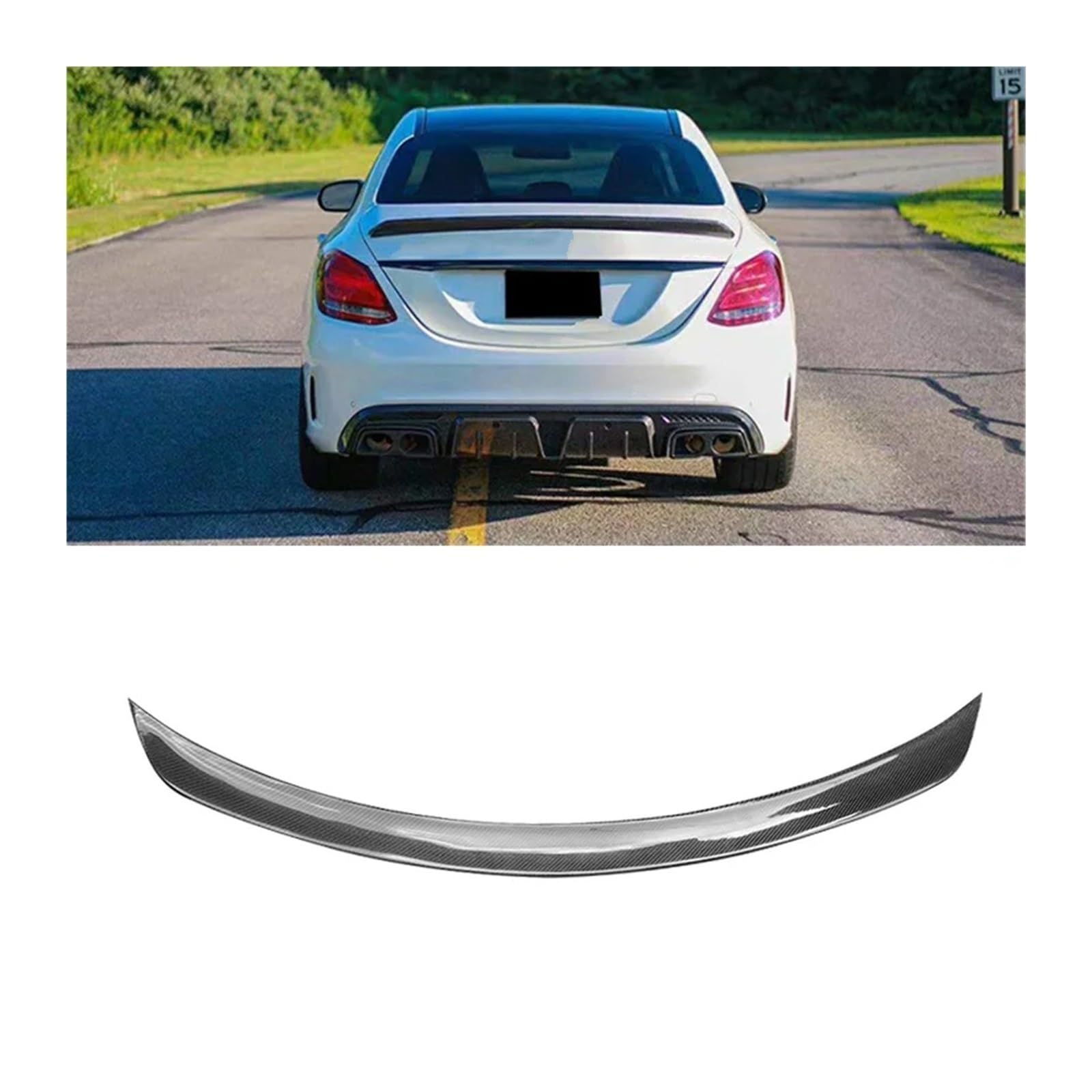 Auto Heckspoilerflügel Carbon Fiber Spoiler Für Benz W205 C260 C43 C63 Coupe AMG Hinten Ducktail Flügel C-klasse 4 2 Tür Stamm Zubehör Spoiler(4 Door V) von SPUFKGE