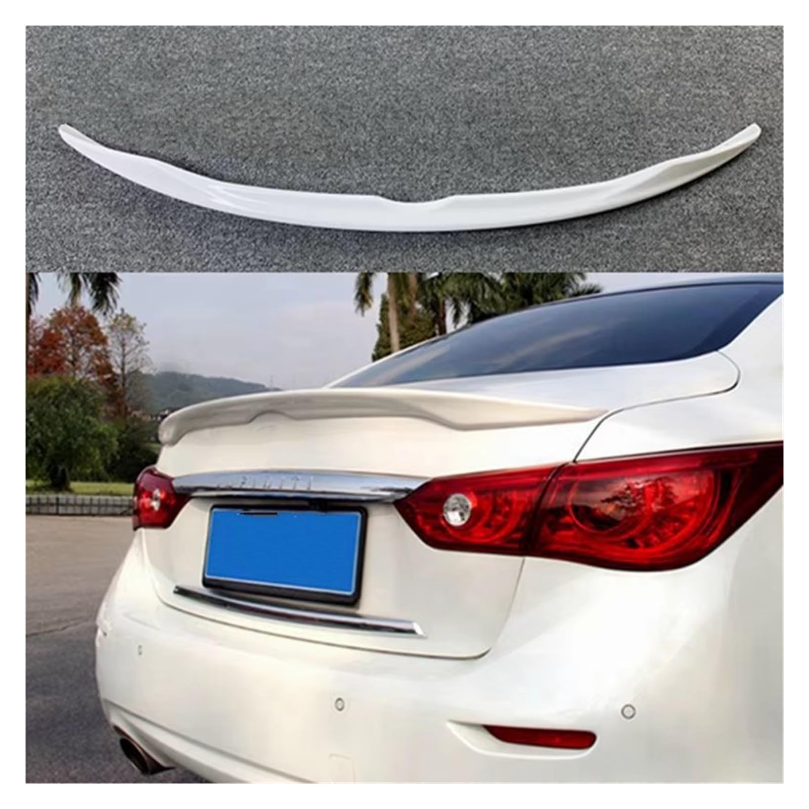 Auto Heckspoilerflügel Für Infiniti Q50 Q50S 2013 2014 2015 2016 2017 Spoiler ABS Material Auto Hinten Flügel Primer Farbe Heckspoiler Spoiler(Unpainted) von SPUFKGE