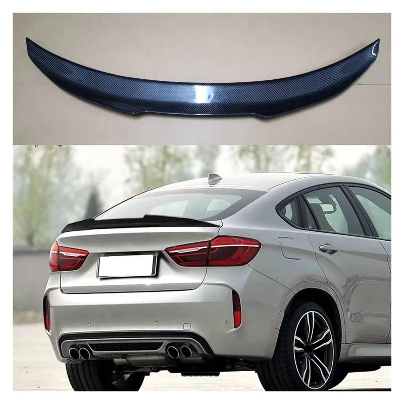 Auto Heckspoilerflügel PSM Stil Real Carbon Fiber Auto Hinten Trunk-Boot Lip Spoiler Flügel Große Für X6 Serie F16 F86 X6M SUV 2015 2016 2017 2018 Spoiler(Bright Black) von SPUFKGE