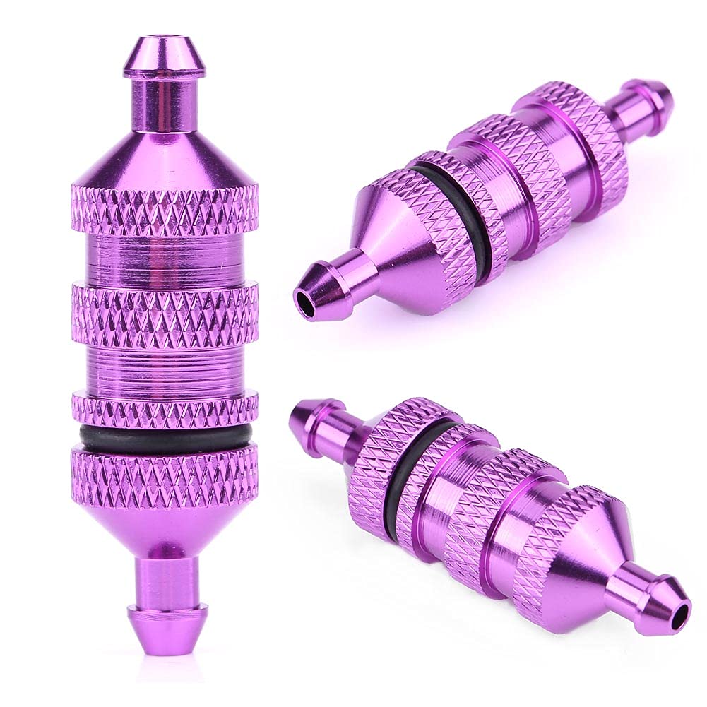 Hochwertiger Aluminiumlegierung RC -Kraftstofffilter, Leicht zu Zerlegen und zu Installieren, Ideal für RC 1: 8/1:10 Modellautos, für -Enthusiasten, Gold/Blau/Lila (PURPLE) von SPYMINNPOO