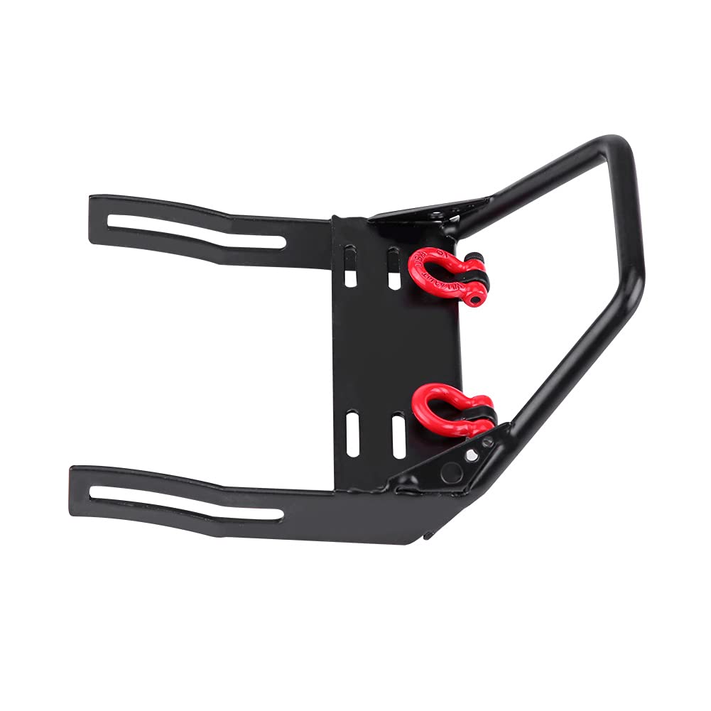 RC Stoßfänger Winchhalterung, Premium -Stahl -Frontstoßstange für Axial SCX10 1/10 Fernbedienungsauto, Attraktives Design, Geeignet für Krabbeln, Schwarz & Rot (Flachkopf) von SPYMINNPOO