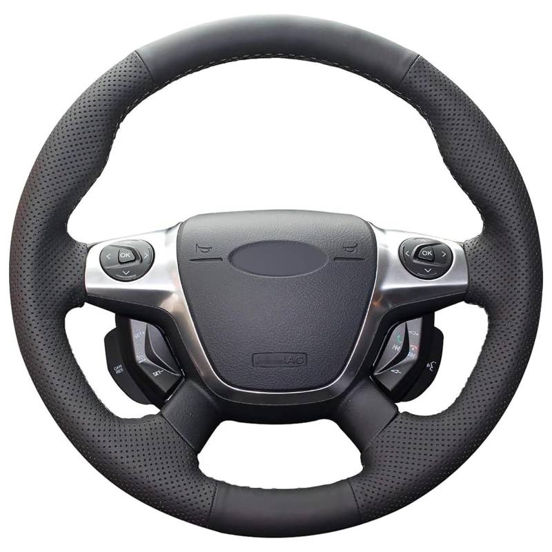 Auto Lenkradschutz Abdeckung für Ford C-MAX 2011 2012 2013 2014, Rutschfester Langlebiger Lenkradschutz, Atmungsaktive Komfortabdeckung für Lenkräder,B/Whiteline von SQEYCCUH