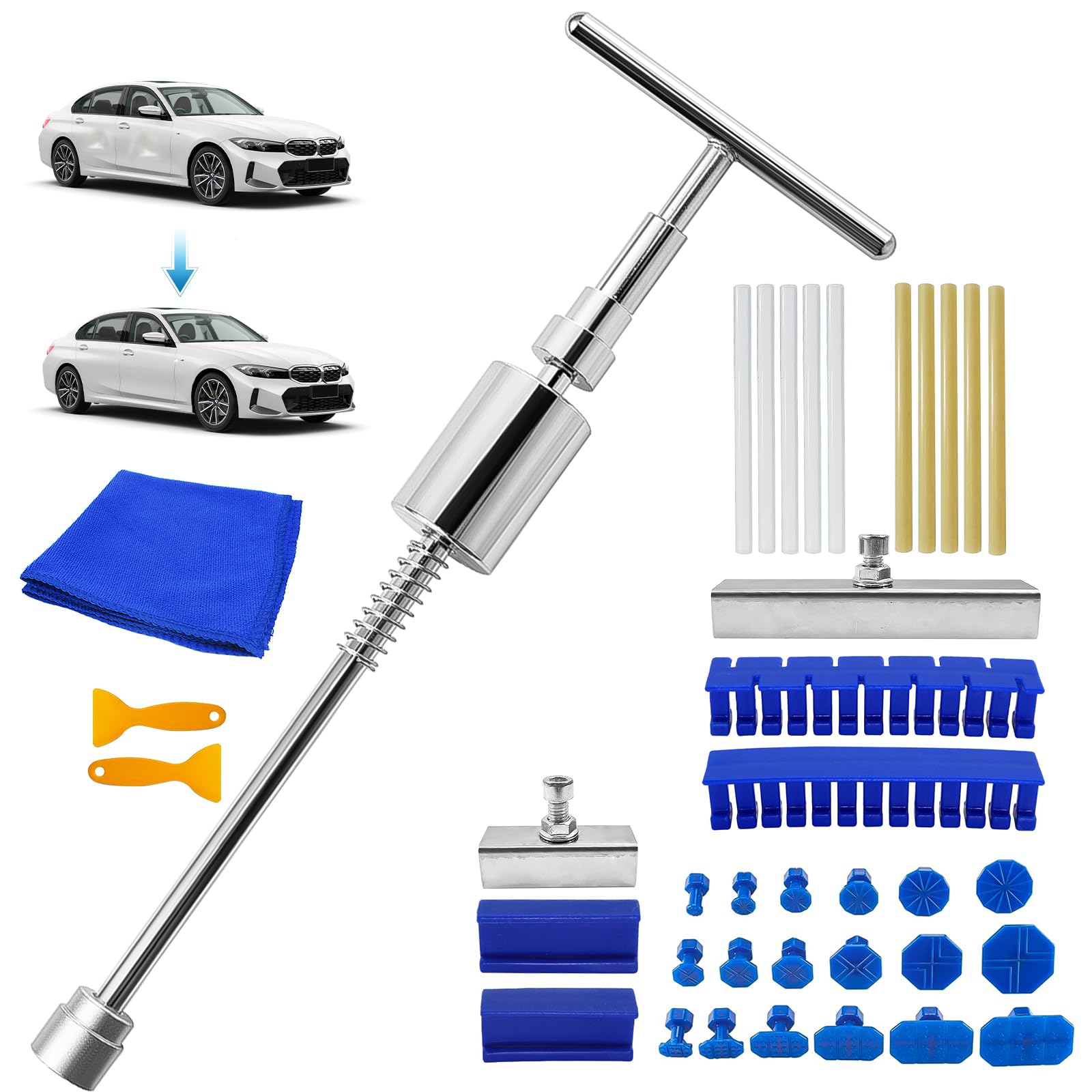 34 Stücke Auto Reparatur Ausbeulwerkzeug Lackfreies Dent Puller Set, Auto Dellen Reparaturset, Dellen Reparaturset Ausbeulwerkzeugset, für Fahrzeug Dellen 34 Stücke Auto Reparatur Ausbeulwerkzeug Lackfreies Dent Puller Set, Auto Dellen Reparaturset, Dellen Reparaturset Ausbeulwerkzeugset, für Fahrzeug Dellen von SQLJYU