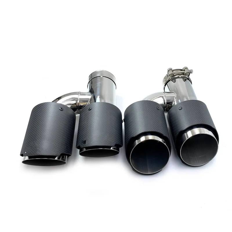 Auspuffblenden 2 STÜCKE 304 Edelstahl Modifizierte Auspuffspitze H Stil Universal Dual Matt Carbon Faser Auspuffspitze Endrohrblende(IN 57MM-OUT 101MM) von SQOFJGIGN