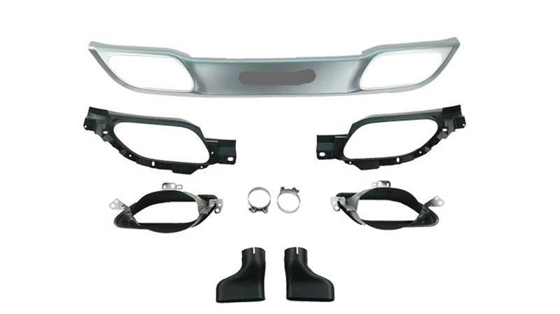 Auspuffrohr Hinten Stamm Stoßstange Lip Spoiler Für Jaguar F-PACE 2021-2023 Hinten Umgebenden Körper Kit Schwanz Throat Auspuff Auto Auspuffrohr Runde(Silver kit) von SQOFJGIGN