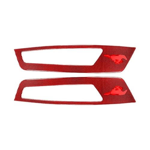 Lenkrad Abdeckung Aufkleber 2 STÜCKE Für Ford Für Mustang 2009-2013 Kohlefaser Autoinnenraum Innentürverkleidung Abdeckung Wrap Dekoration Aufkleber Fenster Schalter Trim Aufkleber(Rot) von SQRHDF