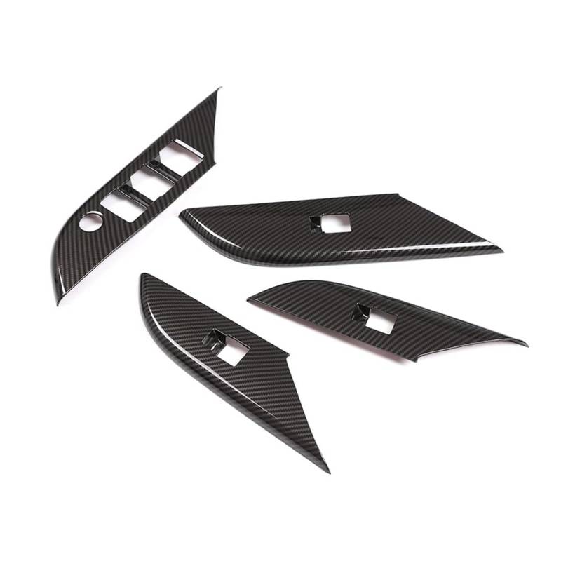 Lenkrad Abdeckung Aufkleber Abdeckung Der Autotür-Armlehnen-Fensterschaltertafel Für Toyota Für Hilux 2015 2016 2017 2018 2019 2020 2021 (ABS-Kohlefaser) Fenster Schalter Trim Aufkleber von SQRHDF