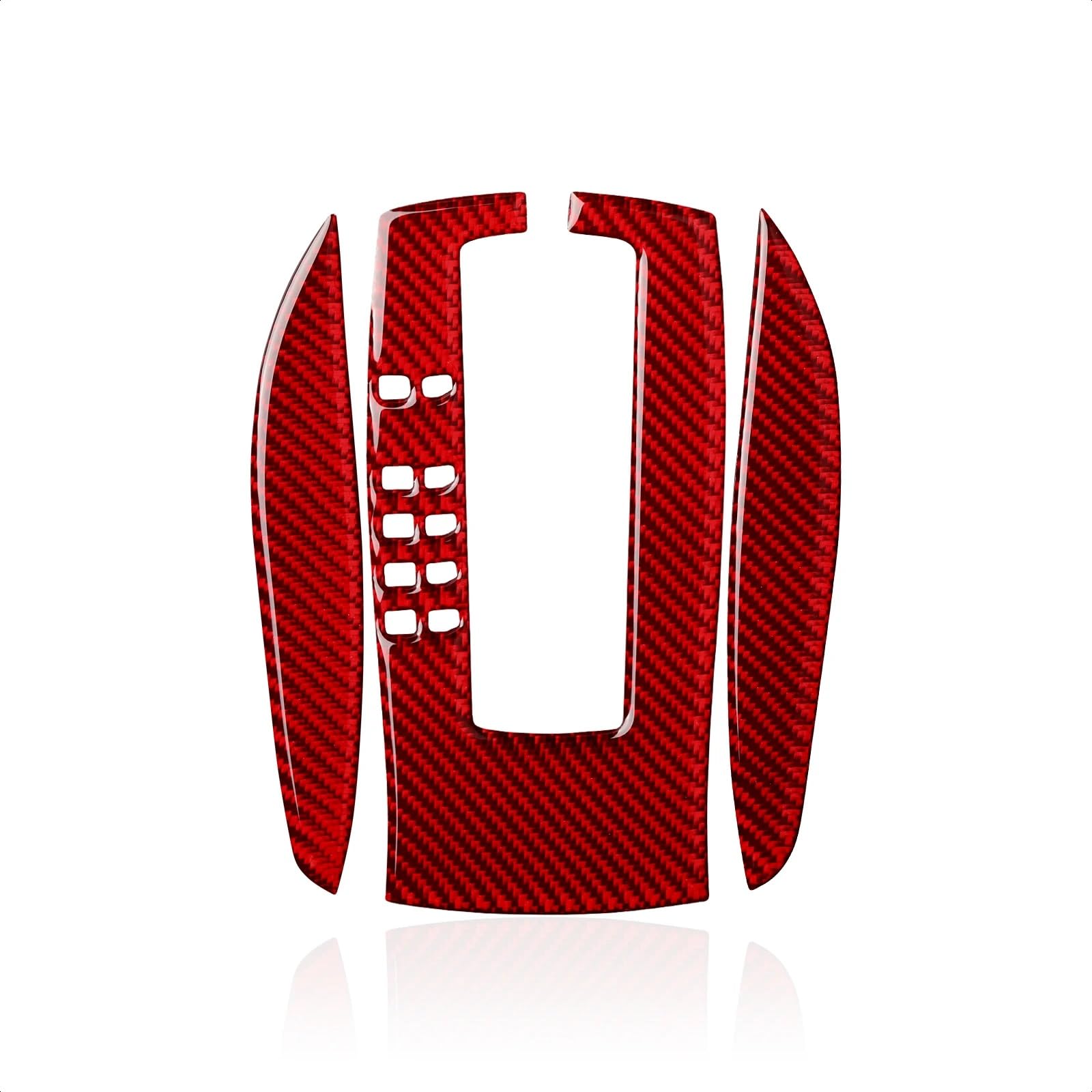 Lenkrad Abdeckung Aufkleber Auto-Schaltkasten-Panel-Aufkleber, Kohlefaser, Innenverkleidung Für Chevy Für Camaro 2010–2015, Zubehör Fenster Schalter Trim Aufkleber(Rot) von SQRHDF