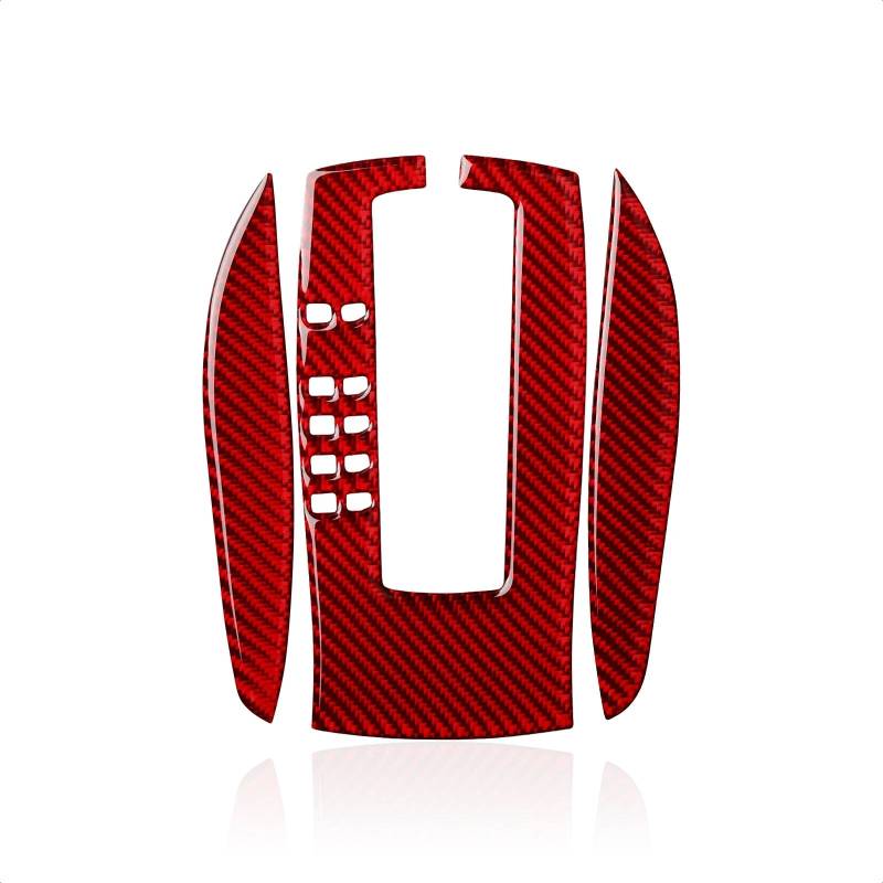 Lenkrad Abdeckung Aufkleber Auto-Schaltkasten-Panel-Aufkleber, Kohlefaser, Innenverkleidung Für Chevy Für Camaro 2010–2015, Zubehör Fenster Schalter Trim Aufkleber(Rot) von SQRHDF