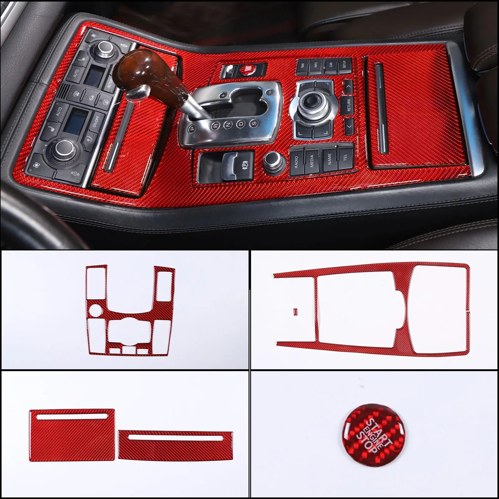 Lenkrad Abdeckung Aufkleber Für A8 D3 D4 2004-2012 Auto Zentrale Steuerung Getriebe Panel Dekorative Aufkleber Weiche Carbon Faser Innen Zubehör Fenster Schalter Trim Aufkleber(Style 1-5) von SQRHDF