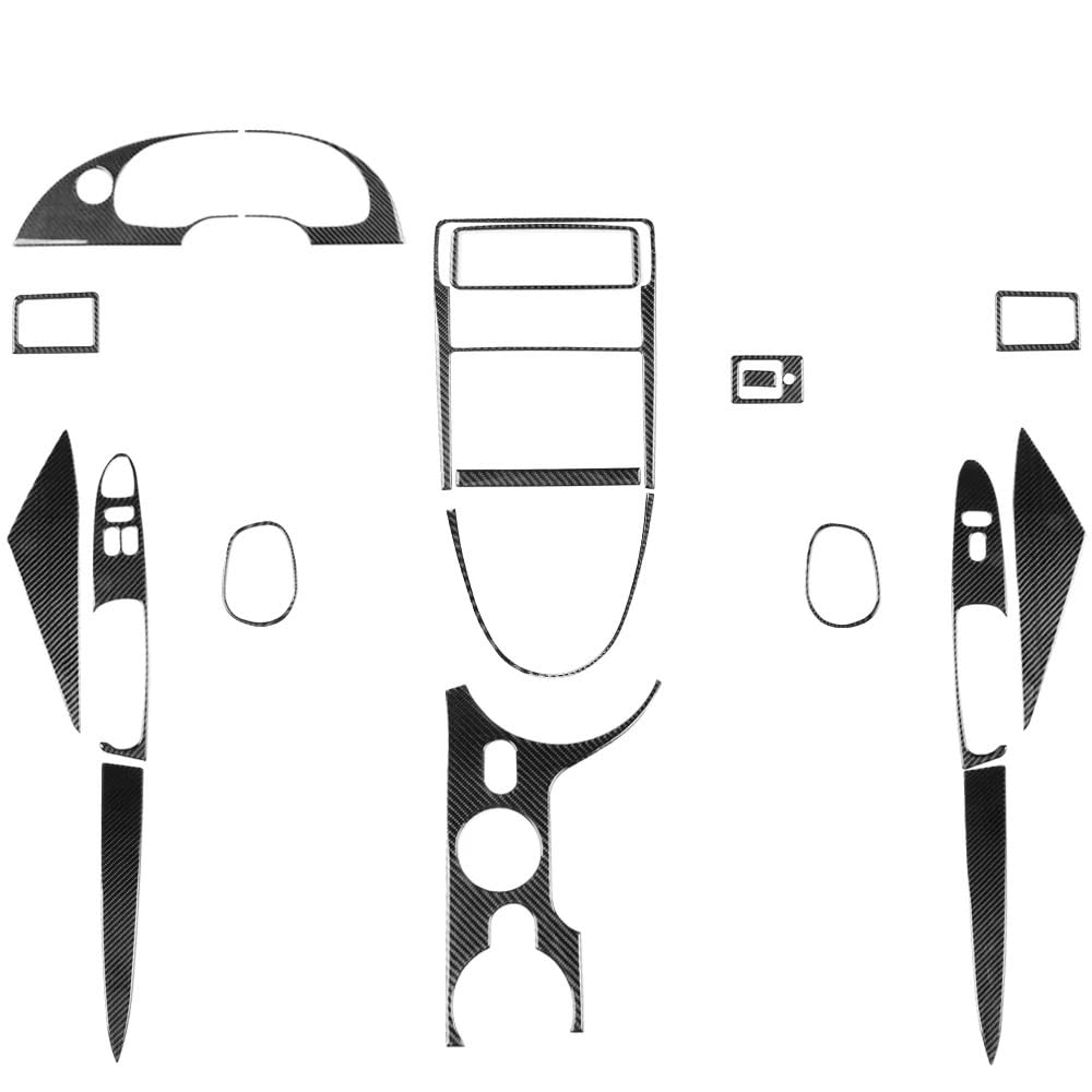 Lenkrad Abdeckung Aufkleber Für Ford Für Mustang 2001-2004 Carbon Fiber Air Outlet Getriebe Shift Panel Set Auto Innen Zubehör Aufkleber Fenster Schalter Trim Aufkleber(Full Set LHD) von SQRHDF