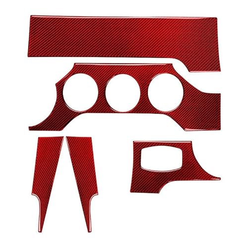 Zentrale Dashboard Dekoration 5PCS Auto Hauptantrieb Seite Dashboard Instrument Panel Rahmen Innen Dekoration Aufkleber Für Ford Für Mustang 2015-2021 Lenkrad Abdeckung Aufkleber(Rot) von SQTGJJJ