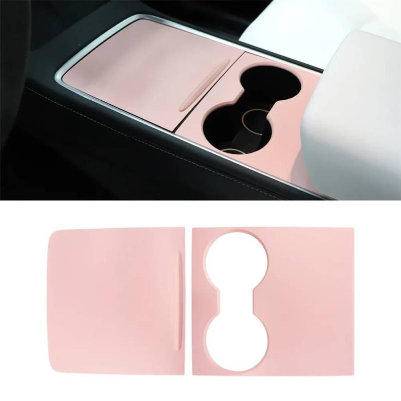 Zentrale Dashboard Dekoration Auto Zentrale Bedienfeld Abdeckung Trim Für Tesla Für Modell 3 Y Schutz Retrofit Film Innen Dekoration Lenkrad Abdeckung Aufkleber(Sakura Pink) von SQTGJJJ