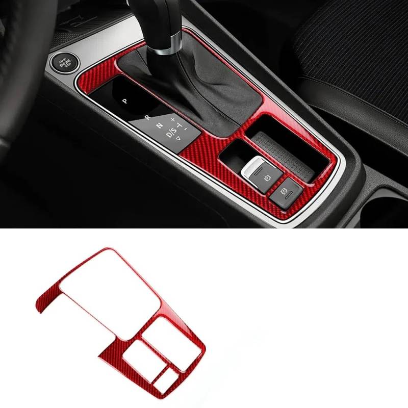 Zentrale Dashboard Dekoration Faseraufkleber Für Seat Für Leon 2017 2018 2019 LHD RHD Auto-Schalthebel-Innenrahmenverkleidung Innenausstattung Lenkrad Abdeckung Aufkleber(For LHD Red) von SQTGJJJ