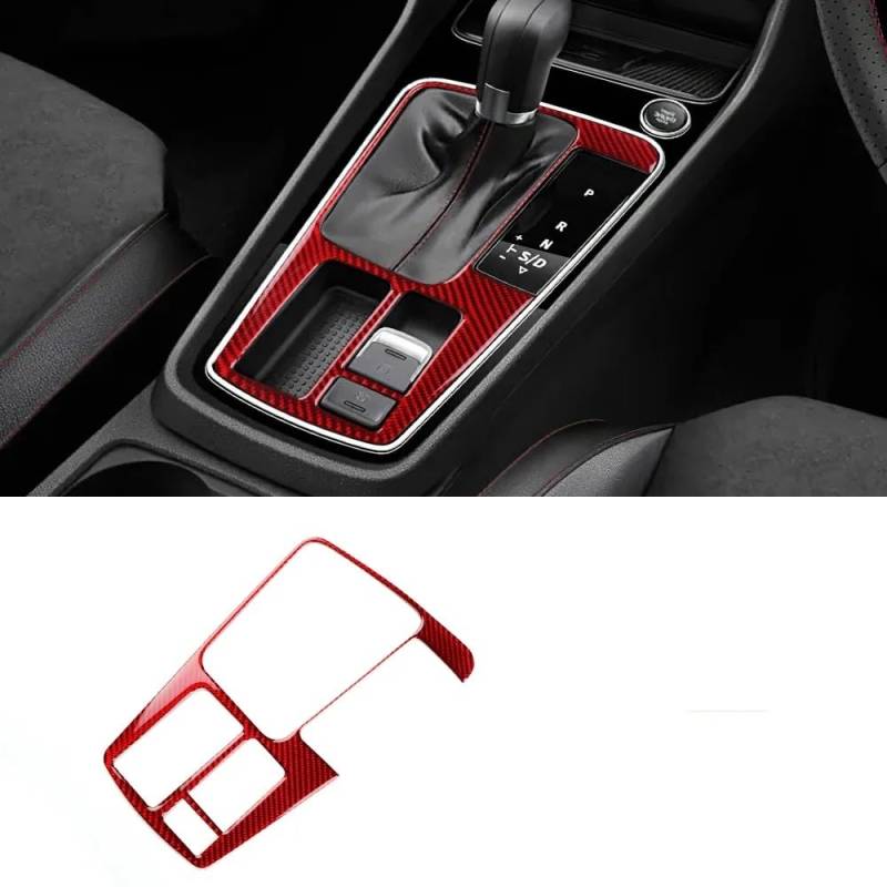 Zentrale Dashboard Dekoration Faseraufkleber Für Seat Für Leon 2017 2018 2019 LHD RHD Auto-Schalthebel-Innenrahmenverkleidung Innenausstattung Lenkrad Abdeckung Aufkleber(For RHD Red) von SQTGJJJ