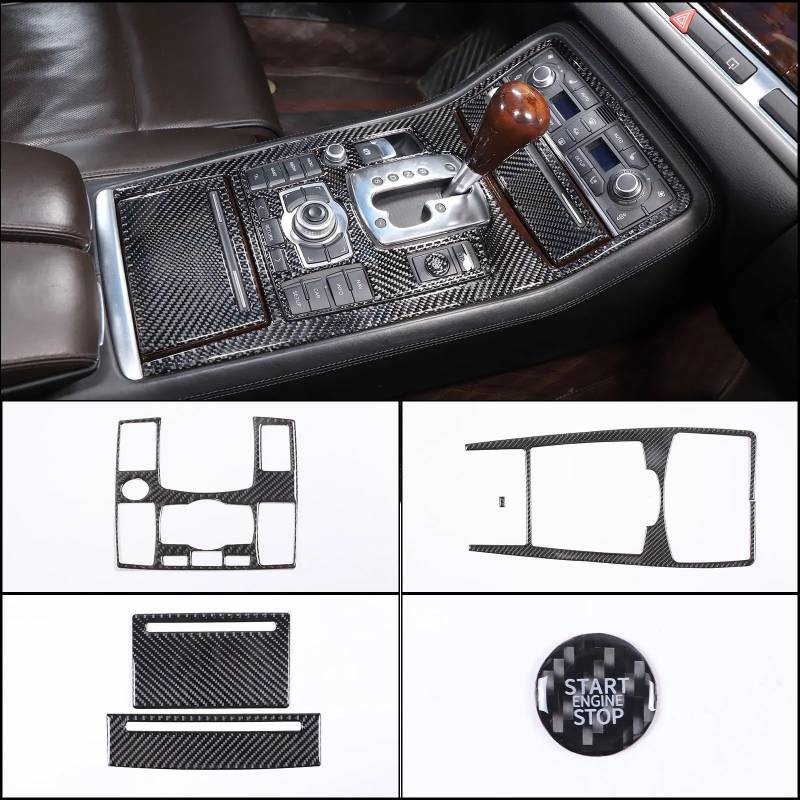 Zentrale Dashboard Dekoration Für A8 D3 D4 2004-2012 Auto Zentrale Steuerung Getriebe Panel Dekorative Aufkleber Weiche Carbon Faser Innen Zubehör Lenkrad Abdeckung Aufkleber(Style 2-5) von SQTGJJJ