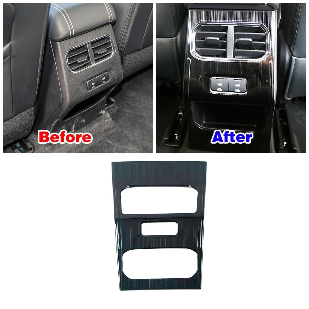 Zentrale Dashboard Dekoration Für Haval Für Jolion 2021 2022 Center Console Armlehne Box Hinten Dekorieren Panel Abdeckung Trim Farbe Ändern Anti Kick Lenkrad Abdeckung Aufkleber(Schwarz) von SQTGJJJ