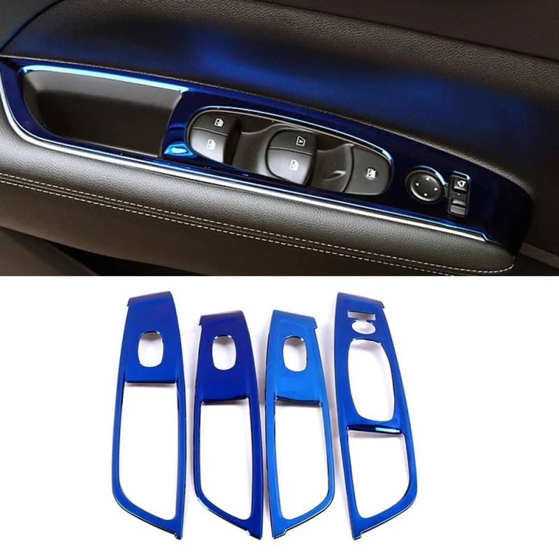 Zentrale Dashboard Dekoration Für Koleos 2017-2020 Blaue Farbe Edelstahl Center Console Dashboard Schutzrahmen Abdeckung Trim Für Samsung QM6 Lenkrad Abdeckung Aufkleber(Style D LHD Model) von SQTGJJJ