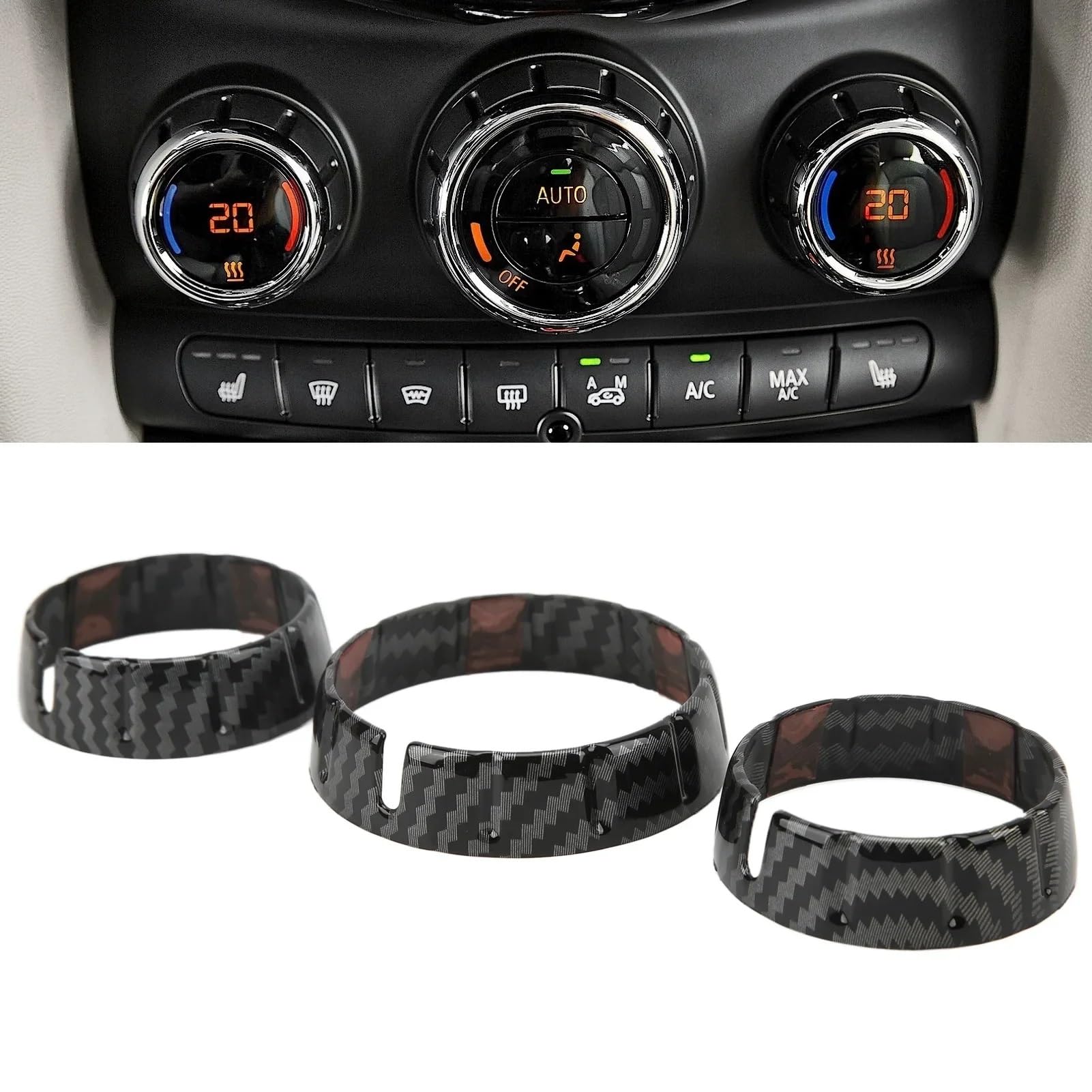 Zentrale Dashboard Dekoration Für Mini Für Cooper F55 F56 F57 Auto-Innenaufkleber A/C Luftauslassknopf Schalthebel Armaturenbrett Mittelkonsole Panel Lenkrad Abdeckung Aufkleber(A) von SQTGJJJ