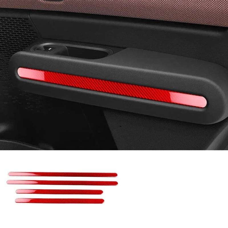 Zentrale Dashboard Dekoration LHD RHD Für Mini Für Countryman U25 2024 2025 Autotür-Dekorstreifen Innenaufkleber Kohlefaserplatte 4 Stück/Set Lenkrad Abdeckung Aufkleber(RED-4pcs) von SQTGJJJ