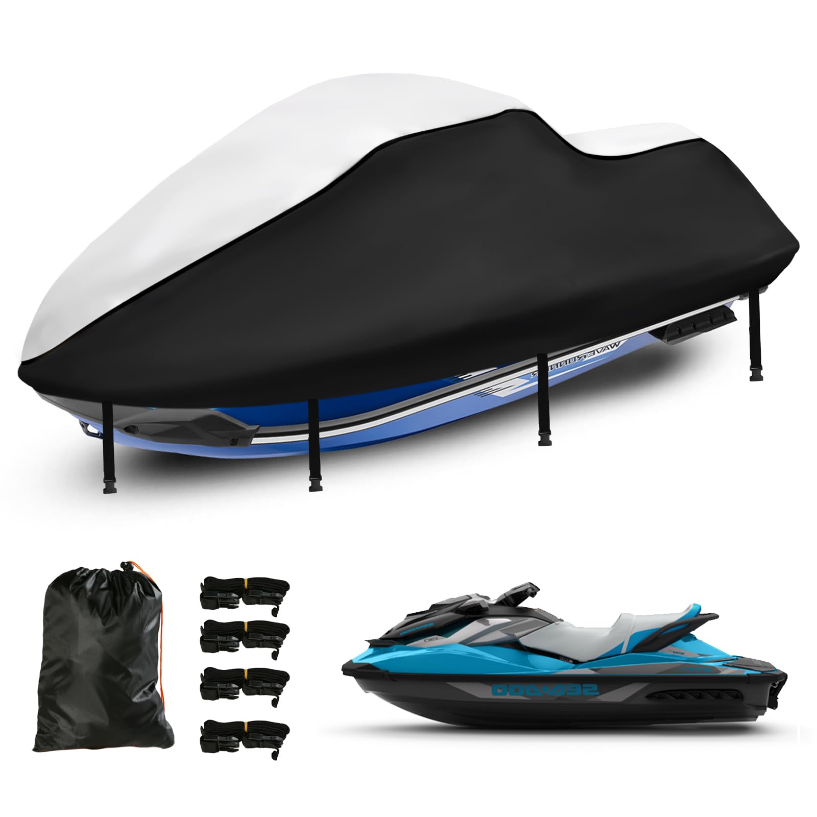 Bootsplane Wasserdicht,420D Oxford Gewebe Abdeckplanen für Jetski Boote,Bootspersenning Bootsabdeckung Persenning Schlauchboot Motorbootabdeckung,Outdoor UV, Hagelschutzplane Mit von SRIMMIT