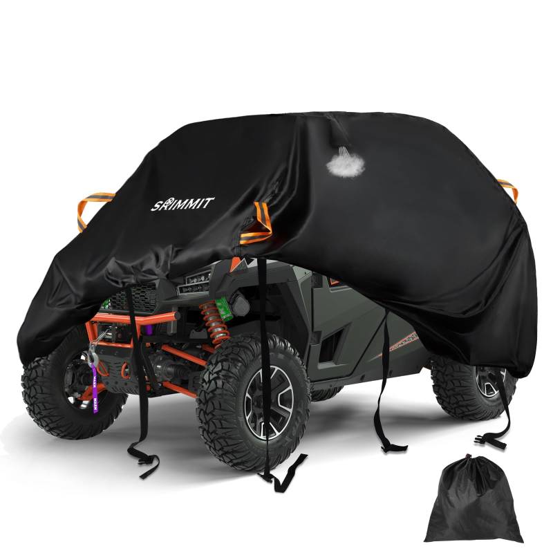 Quad Abdeckplane UTV Abdeckung,420D Heavy Duty Quad Garage Wasserdicht Outdoor,Quad Zubehör Autoabdeckung Storage für Polaris Yamaha Sportsman Can-Am RZR Honda Kawasaki Rhino Defender Pioneer Quad ATV von SRIMMIT